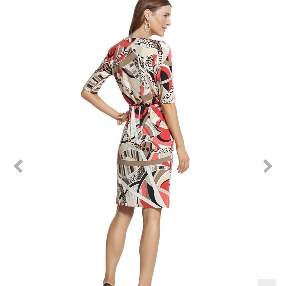 Chico’s Multi Animal Swirl Dress Pattern Multi Wedding Guest Work Events Travel